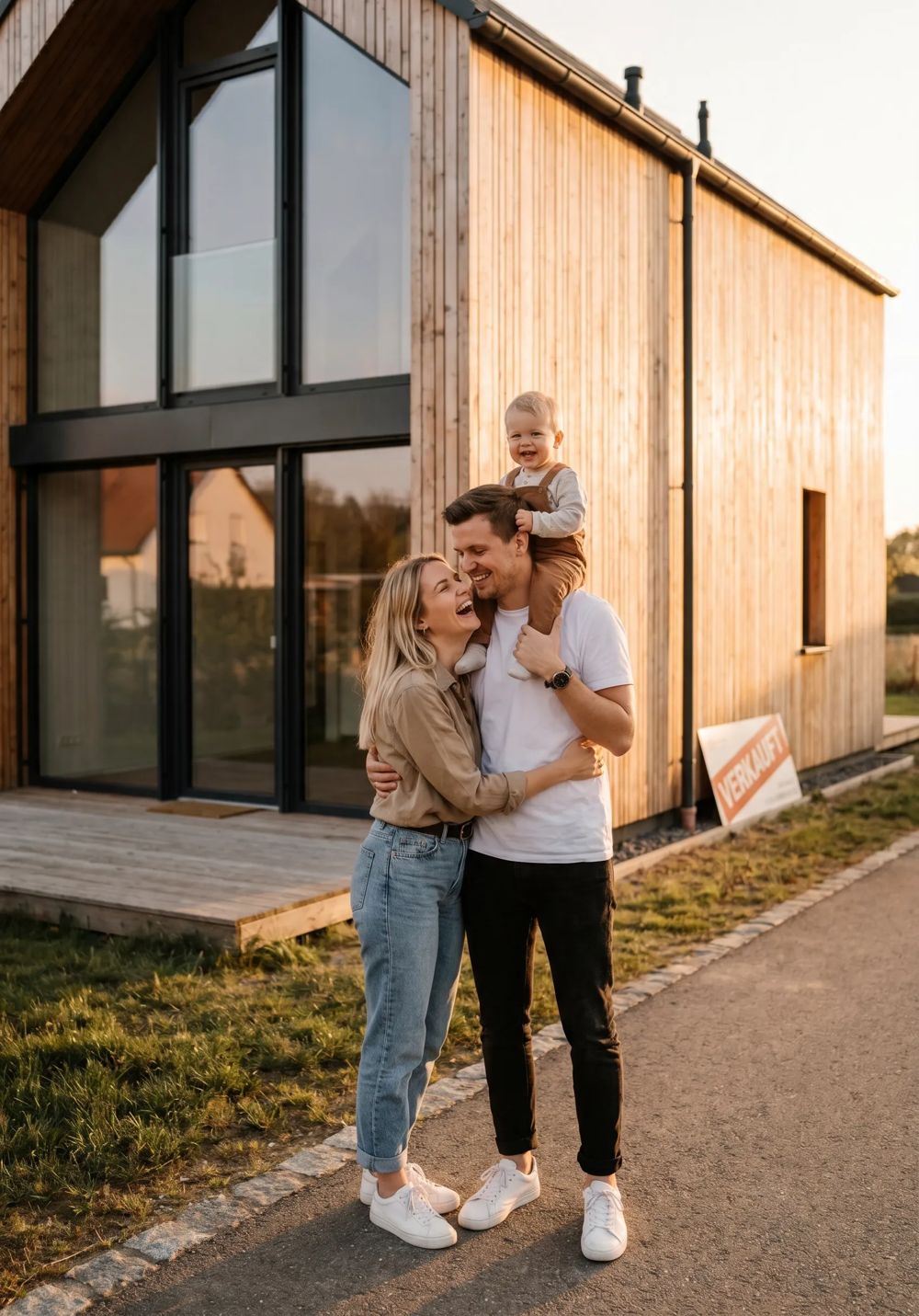 Modernes Haus mit Grundstücksgrenze