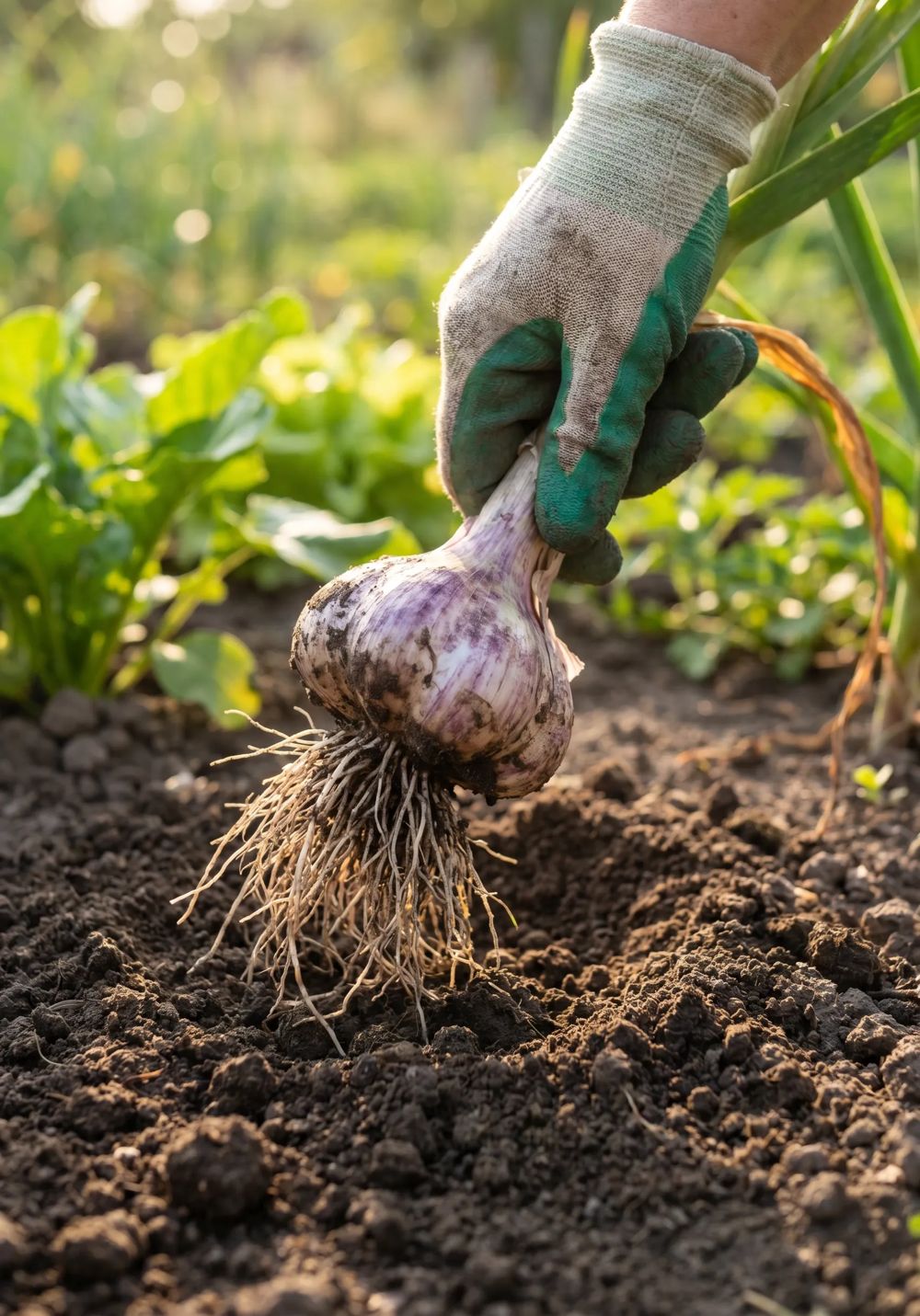 Frisch geernteter Knoblauch