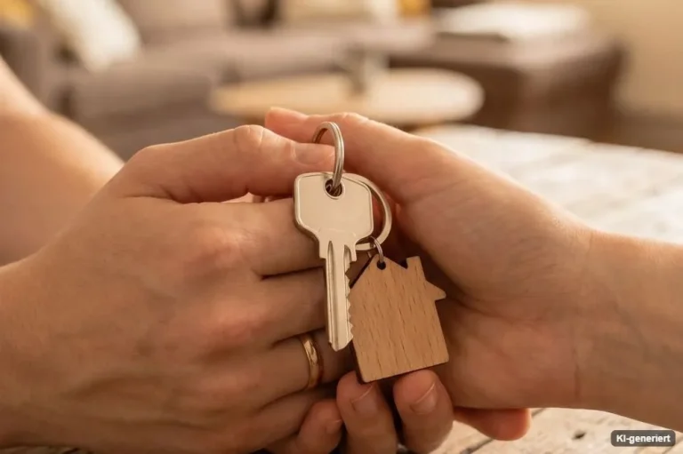 Übergabe eines Haustürschlüssels von Hand zu Hand