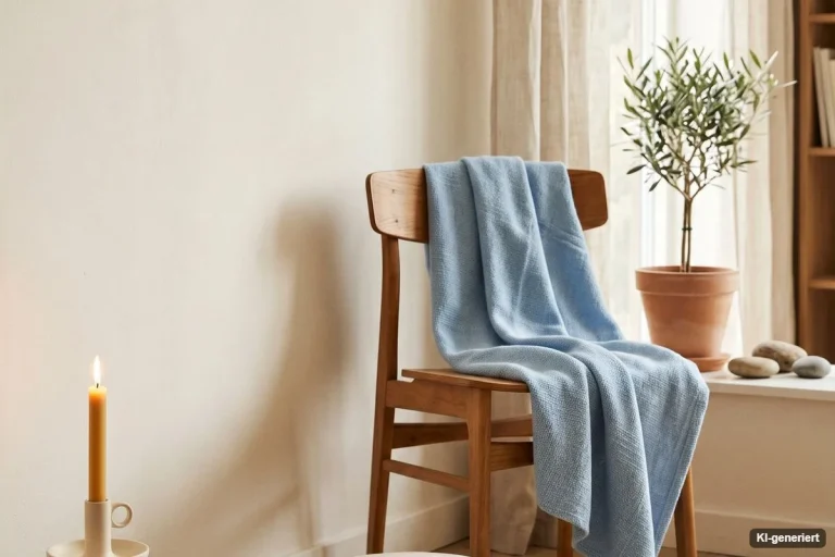 Ruhige Ecke mit Sitzkissen, Decke und Kerze